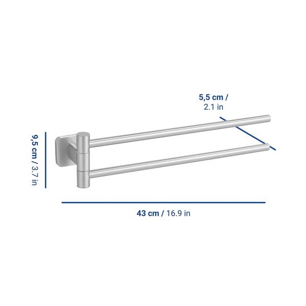Portasciugamano da parete color argento opaco in acciaio inox Porto – Wenko-image-1