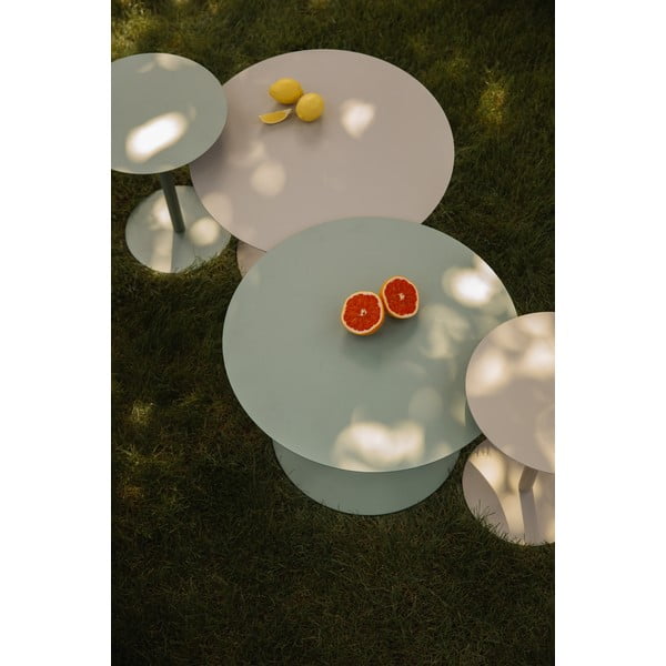 Tavolino da salotto rotondo color salvia in acciaio ø 60 cm Snow – Zuiver-image-1