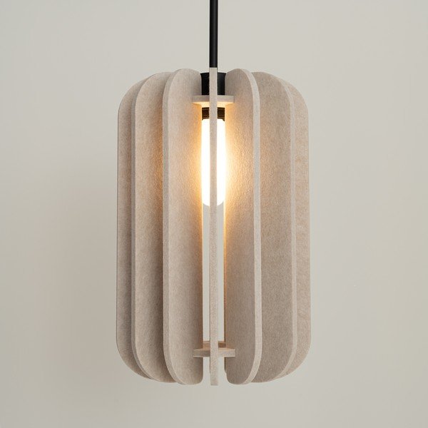 Lampadario beige in metallo con paralume in tessuto ø 27 cm Elom – Sollux-image-2