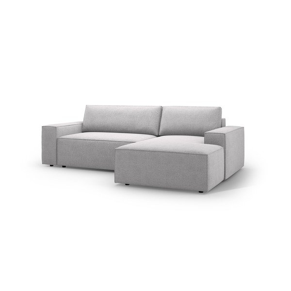 Divano letto angolare grigio chiaro in tessuto bouclé (angolo destro) Jodie - Micadoni Home-image-2