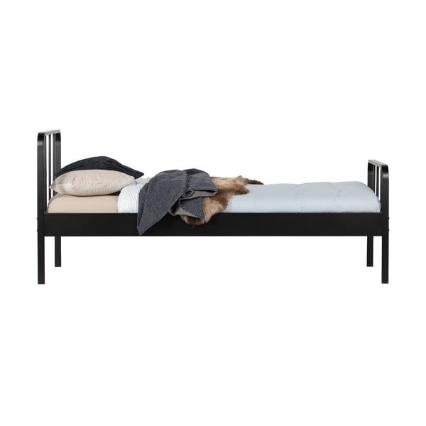 Letto singolo in metallo nero con griglia 90x200 cm Mees - WOOOD-image-3