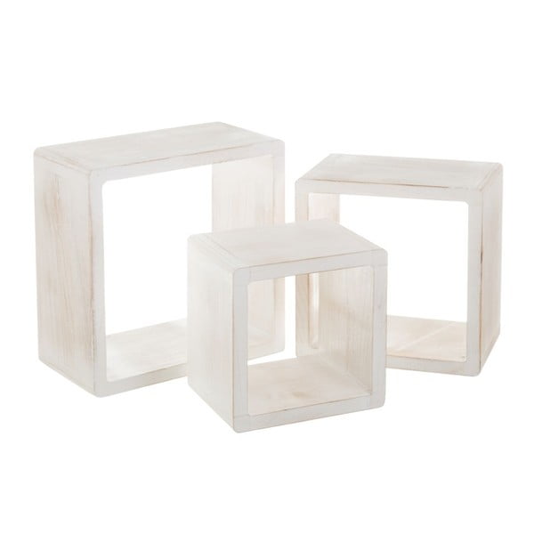 Mensole bianche in set di 3 pezzi in legno massiccio di pavlovnia - Casa Selección