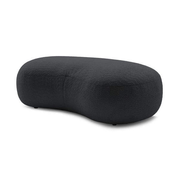 Pouf in tessuto bouclé grigio scuro Saint-Germain - Bobochic Paris-image-3