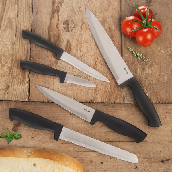 Set di coltelli in acciaio inox con supporto 5 pezzi - Orion-image-1