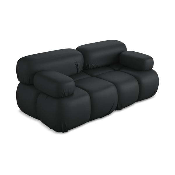 Divano componibile nero con rivestimento in finta pelle 190 cm Lokua – Makamii-image-2
