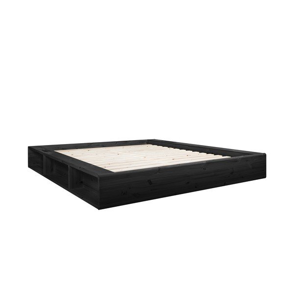 Letto matrimoniale in legno massiccio nero con contenitore e futon nero Comfort , 180 x 200 cm Ziggy - Karup Design-image-3