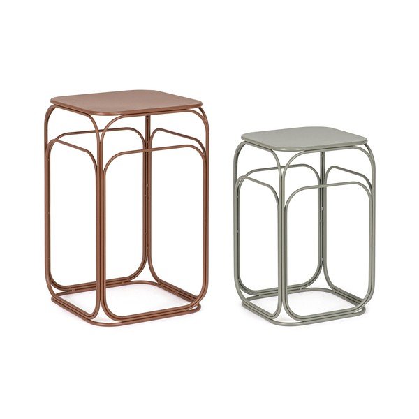 Set di tavolini da salotto grigi/color terracotta in metallo 2 pz 36x36 cm Clarity – Bizzotto