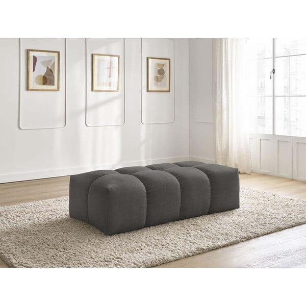 Poggiapiedi grigio scuro con rivestimento in ciniglia Everest – Bobochic Paris-image-1