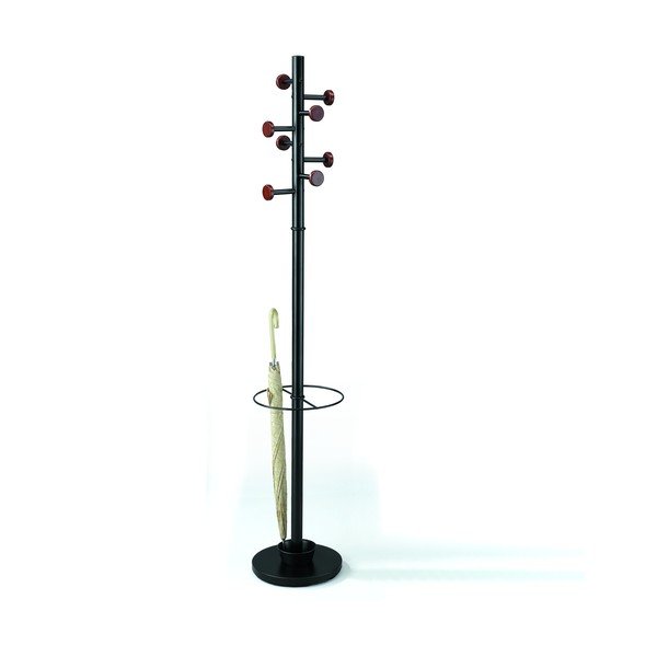 Rastrelliera nera con portaombrelli Wells - Tomasucci