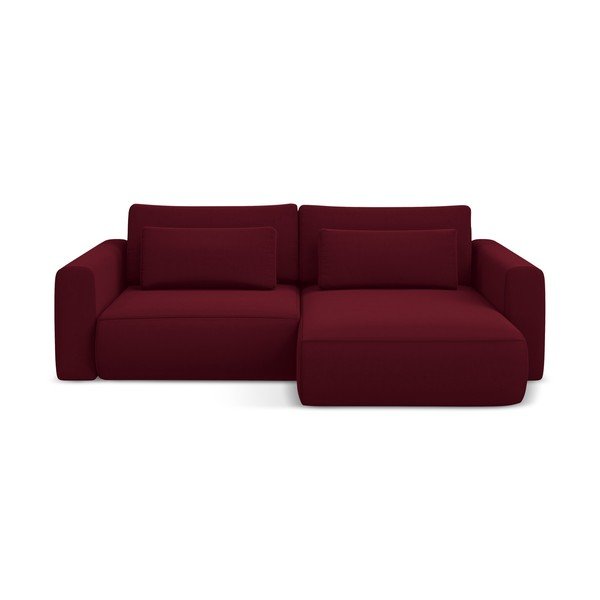 Divano angolare burgundy allungabile/con contenitore (con penisola a destra/con chaise lounge) con rivestimento in velluto Kapua – Makamii