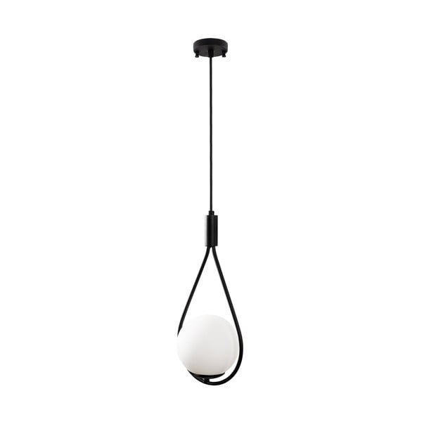 Lampadario nero con paralume in vetro Sessiz – Opviq lights