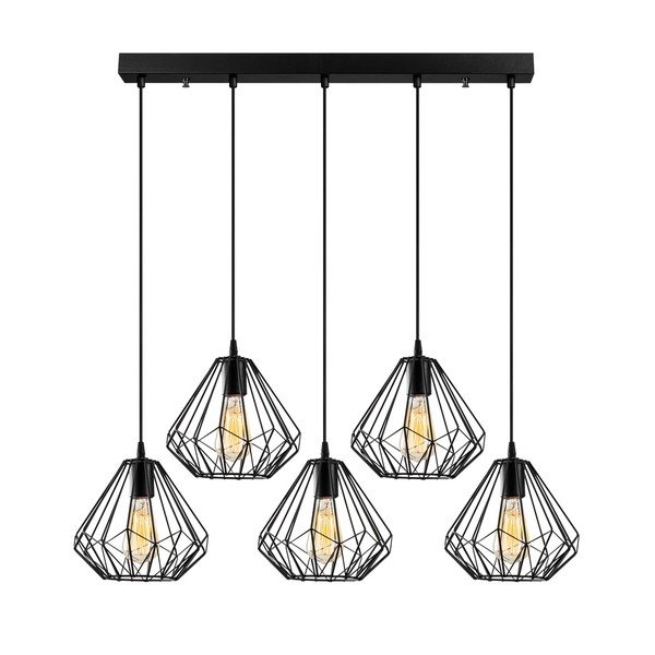 Lampadario nero con paralume in metallo Diamond – Opviq lights-image-2