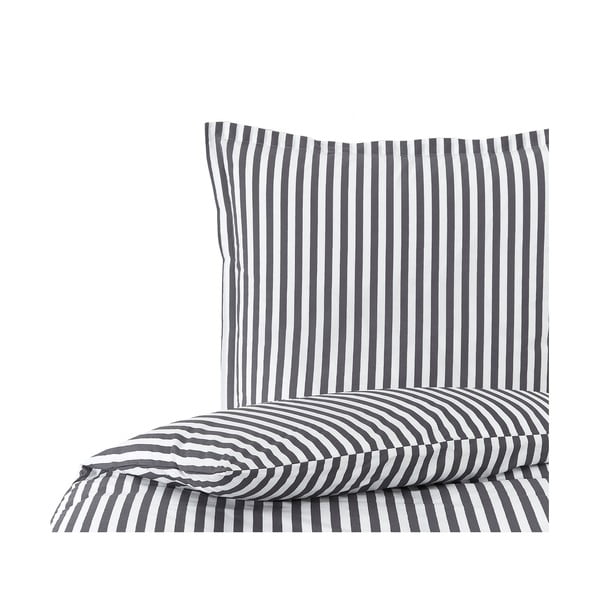 Biancheria da letto singola grigia e bianca in percalle di cotone , 135 x 200 cm Yuliya - Westwing Collection-image-2