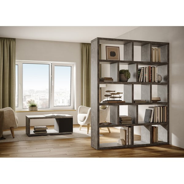 Libreria grigia effetto cemento 150x198 cm Berlin - TemaHome-image-4