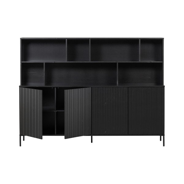 Libreria nera in pino massiccio 200x150x44 cm Gravure – WOOOD-image-4