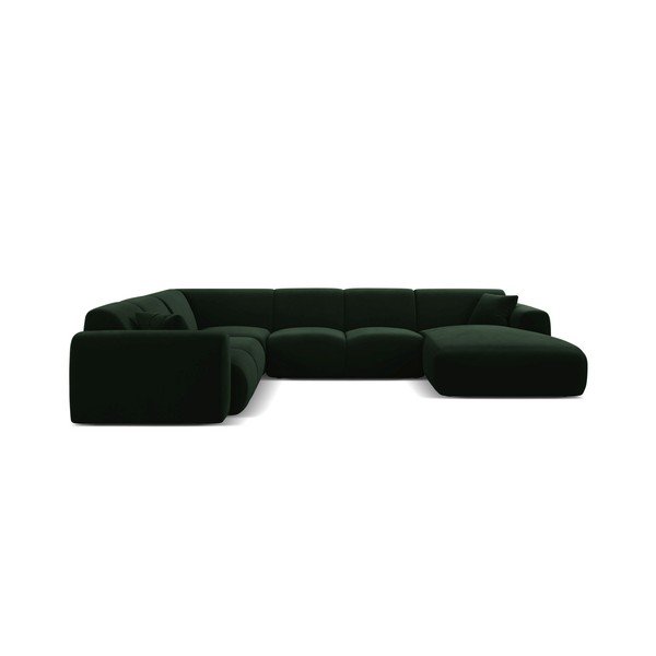 Divano angolare verde scuro (a U) con rivestimento in velluto Molino – Micadoni -image-1
