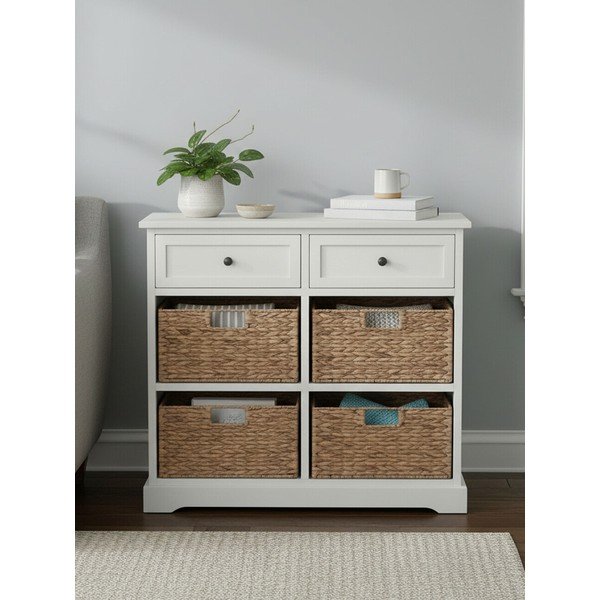 Credenza avorio in legno di paulownia massiccio 76x70x33 cm Vermont – Premier Housewares-image-2