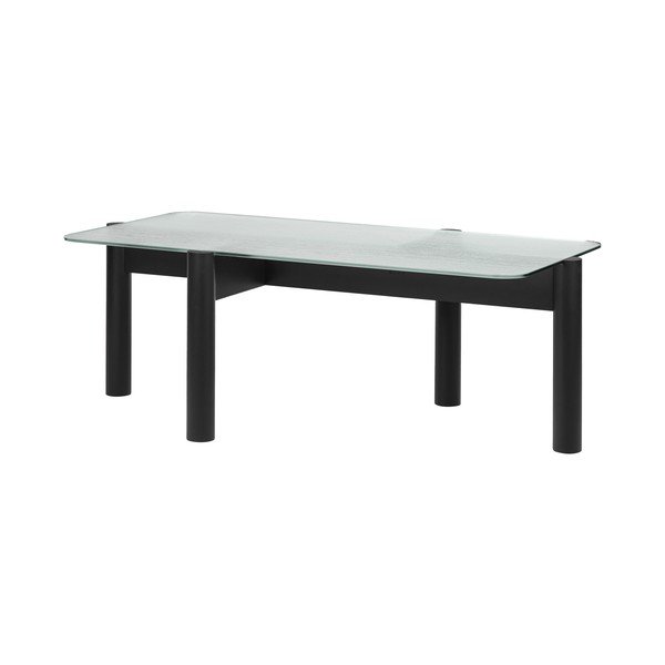 Tavolino da salotto nero con piano in vetro 55x105 cm Kob – noo.ma