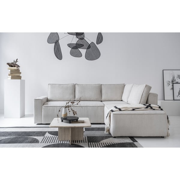 Divano letto angolare in velluto a coste bianco Brave Dave - Miuform-image-1