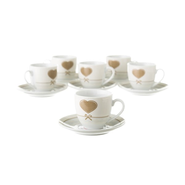 Sada 6 šálků s podšálky na kovovém stojanu Unimasa Heart-image-1