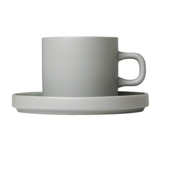 Set di 2 tazze da caffè in ceramica grigio chiaro con piattini , 200 ml Pilar - Blomus