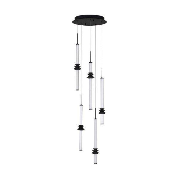 Lampadario LED nero opaco in ceramica con paralume in vetro acrilico con intensità regolabile ø 35 cm Stalactite – Nova Luce