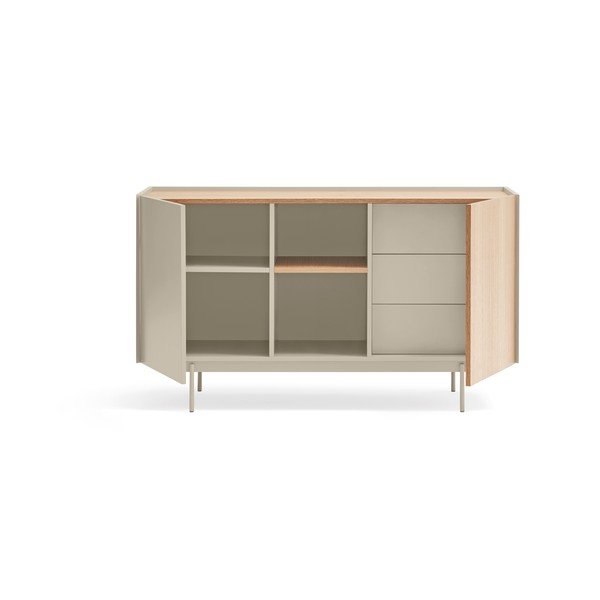 Cassettiera bassa beige/naturale in rovere 130x78 cm Otto - Teulat-image-3