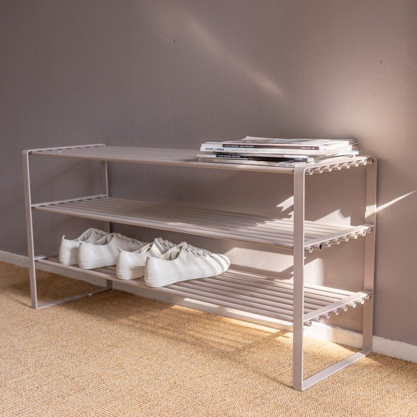 Scarpiera grigio tortora in metallo 70x48,5x29 cm Rex – Spinder Design-image-1