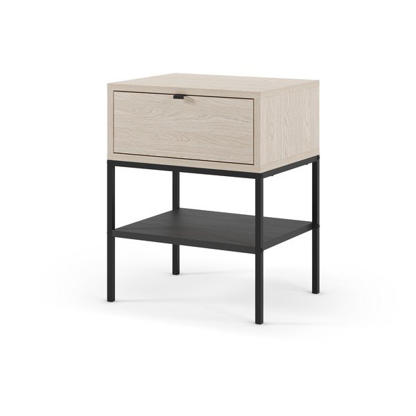 Comodino colore naturale chiaro opaco con ripiani Sali – Marckeric-image-4