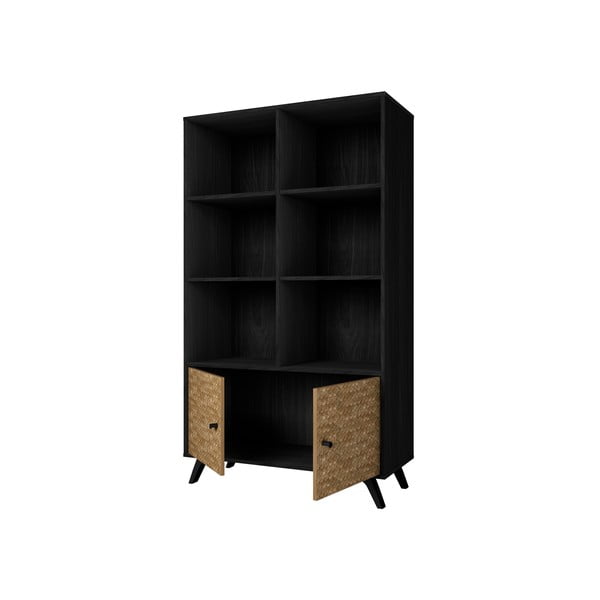 Libreria nera in legno esotico 92x160 cm Hanoi - Marckeric-image-3