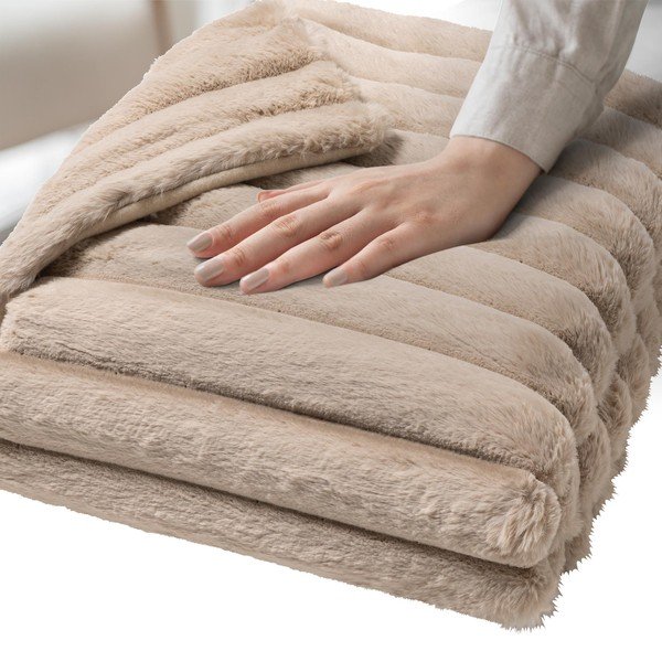 Coperta beige in micropile 220x240 cm Boudoir – douceur d'intérieur-image-4