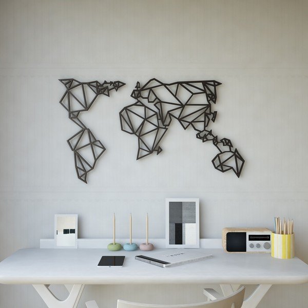 Decorazione murale in metallo nero World - Homemania Decor-image-1