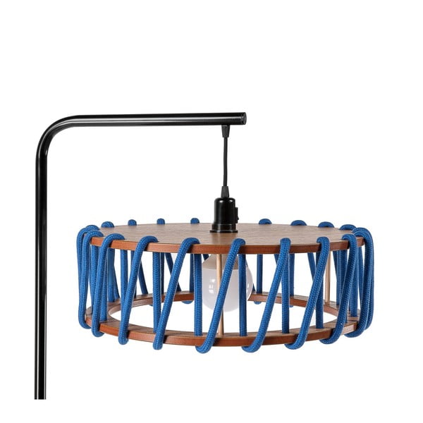 Lampada da terra con struttura nera e grande paralume blu Macaron - EMKO-image-1