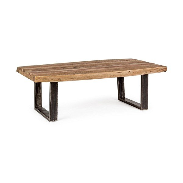 Tavolino da salotto nero/di colore naturale con piano in acacia 70x120 cm Elmer – Bizzotto