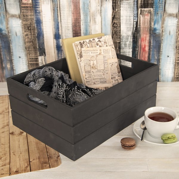 Scatola color antracite in legno 36x26x15 cm – Orion-image-1