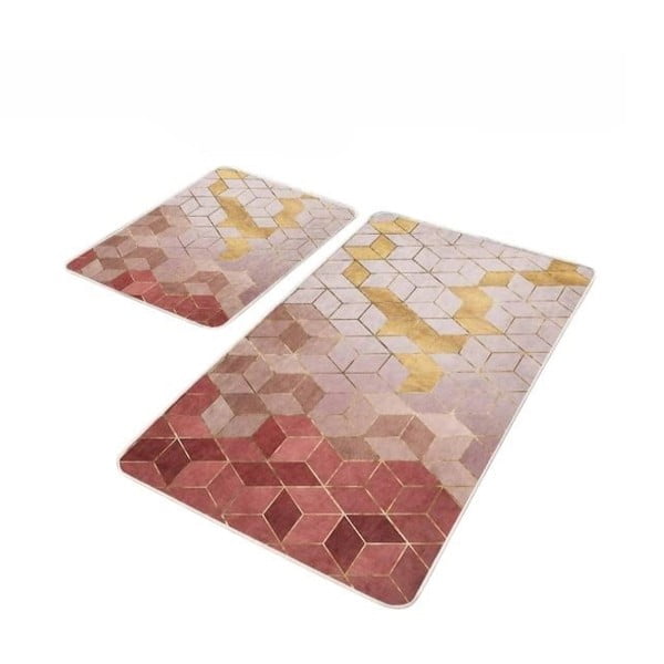 Set di tappetini per il bagno rosa in velluto 2 pz 60x100 cm – Mila Home
