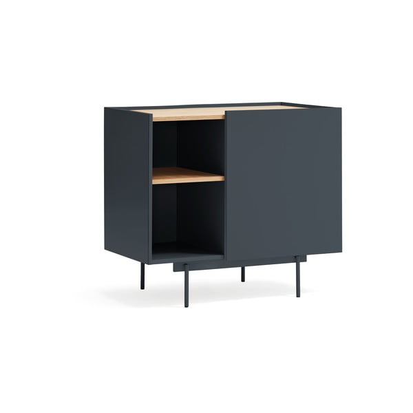 Cassettiera bassa in rovere decorato in colore antracite-naturale 90x78 cm Otto - Teulat-image-1