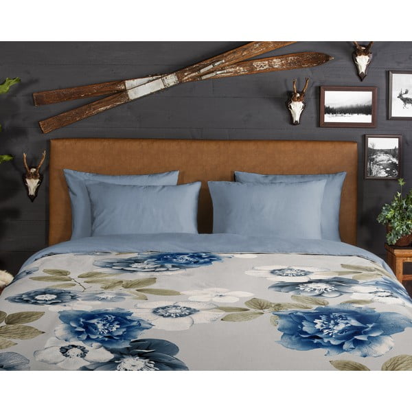 Set lenzuola letto singola in flanella blu-grigio 140x200 cm Gabin - Good Morning-image-2