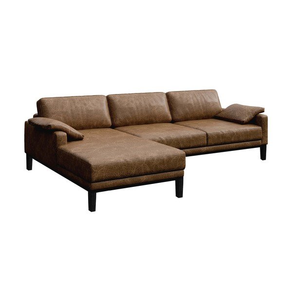 Divano angolare in pelle marrone cognac, angolo sinistro Musso - MESONICA-image-2