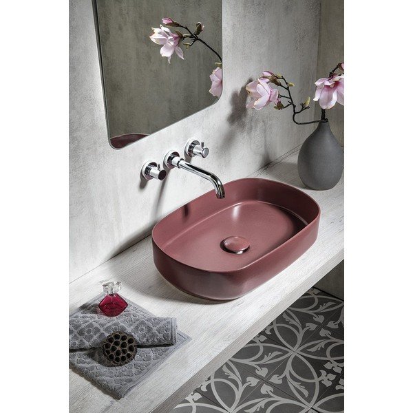 Lavabo in ceramica borgogna , 55 x 36 cm Infinity Oval - Sapho-image-2