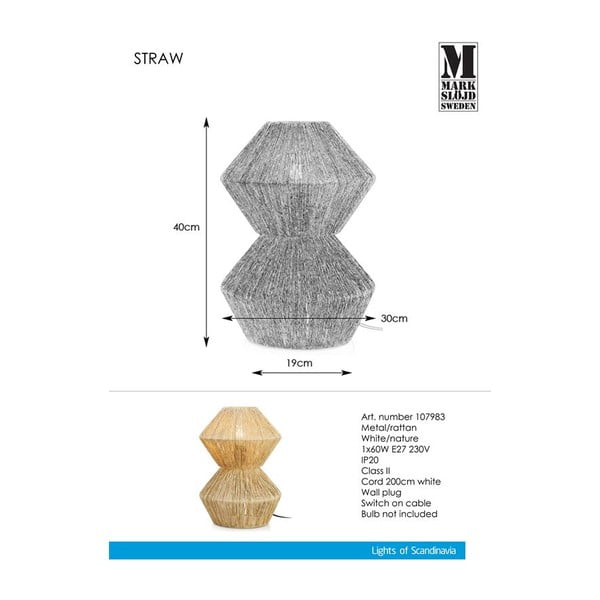Lampada da tavolo Natura Straw - Markslöjd-image-4