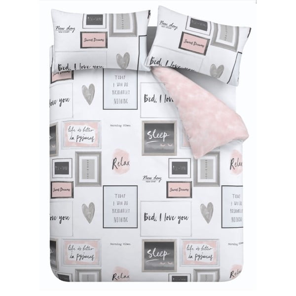 Biancheria da letto singola bianca e rosa 135x200 cm Sleep Dreams - Catherine Lansfield