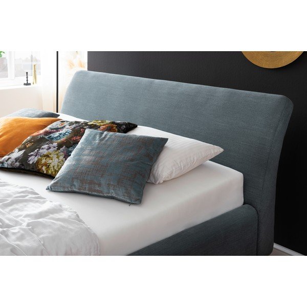 Letto matrimoniale imbottito verde/blu con contenitore con rete inclusa 160x200 cm Mila – Meise Möbel-image-1