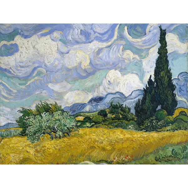 Riproduzione di un dipinto , 60 x 45 cm Vincent van Gogh - Wheat Field with Cypresses - Fedkolor