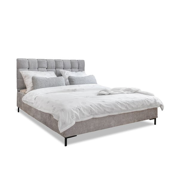 Letto matrimoniale imbottito grigio chiaro con griglia 160x200 cm Eve - Miuform