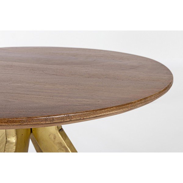 Tavolino da salotto rotondo dorato/colore naturale scuro in mango massiccio ø 60 cm Sherman – Bizzotto-image-1
