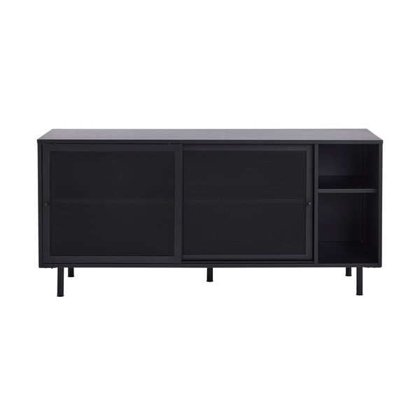 Cassettiera nera in metallo con porte scorrevoli 160x75x46 cm Veep – Unique Furniture