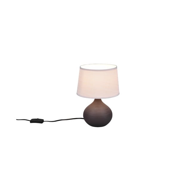 Lampada da tavolo marrone scuro in ceramica e tessuto, altezza 29 cm Martin - Reality-image-3
