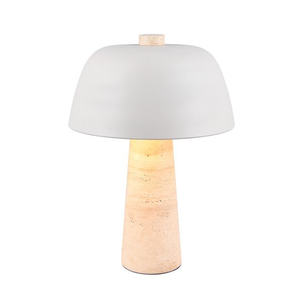 Lampada da tavolo bianca e beige con paralume in metallo (altezza totale 41 cm) Timba – Trio Select