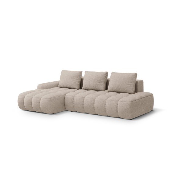 Divano angolare marrone chiaro allungabile/con contenitore (con penisola a sinistra/con chaise lounge) Linz – Cosmopolitan Design-image-2
